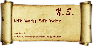 Némedy Sándor névjegykártya